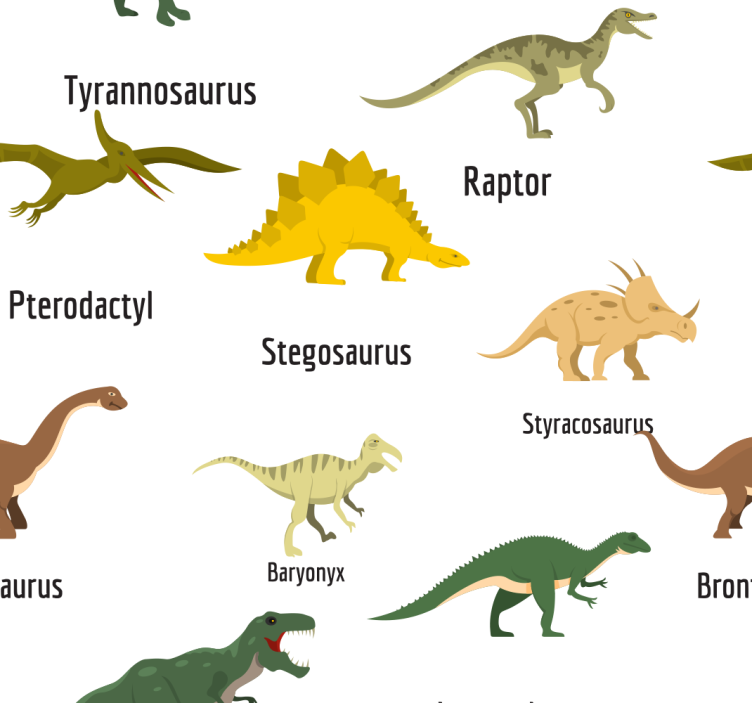 Realistic dinosaurs with names kids wallpaper - TenStickers