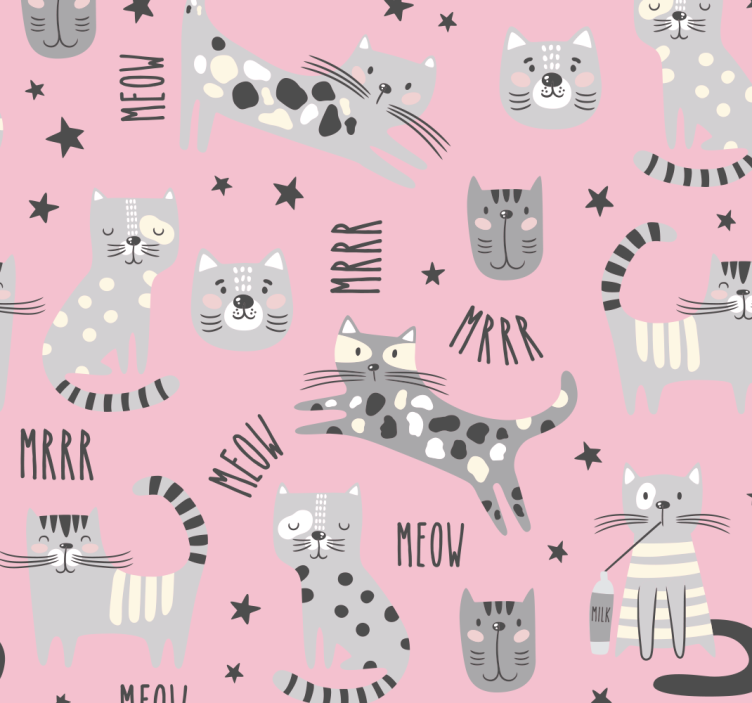Feline Playtime cat wallpaper - TenStickers