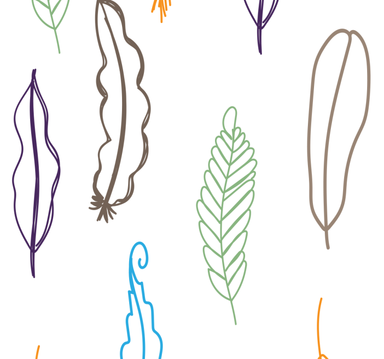 Sketch Leaf Patterns folliage wallpaper - TenStickers