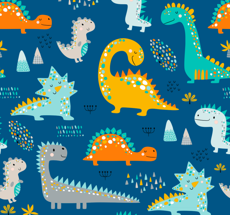 Dinosaurs wallpaper with a dinosaurs pattern - TenStickers