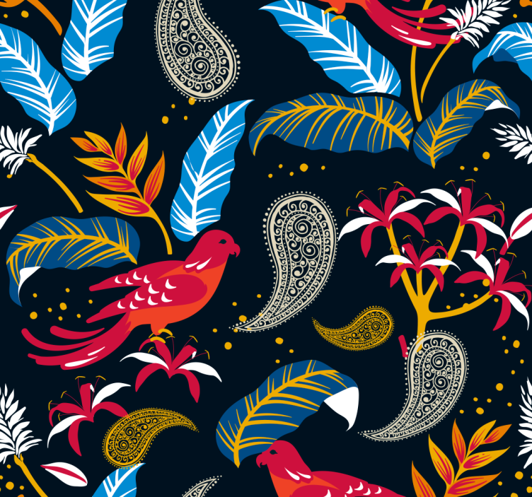 Ornate Bird Motif art wallpaper - TenStickers