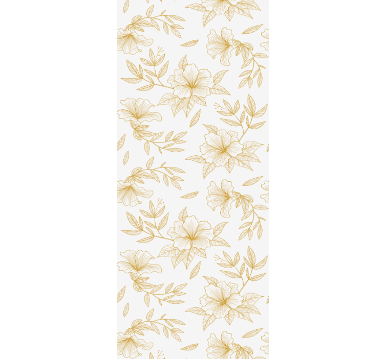 Golden Botanical Grace floral ornament wallpaper - TenStickers