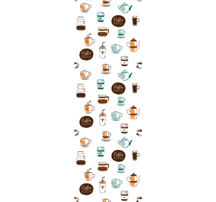 Coffee Motif Illustration kitchen wallpaper - TenStickers