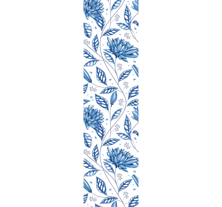 Blue Floral Pattern flower wallpaper - TenStickers