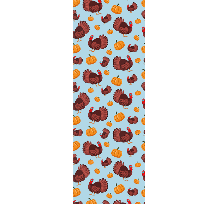 Brown turkeys and pumpkins Animal Wallpaper - TenStickers