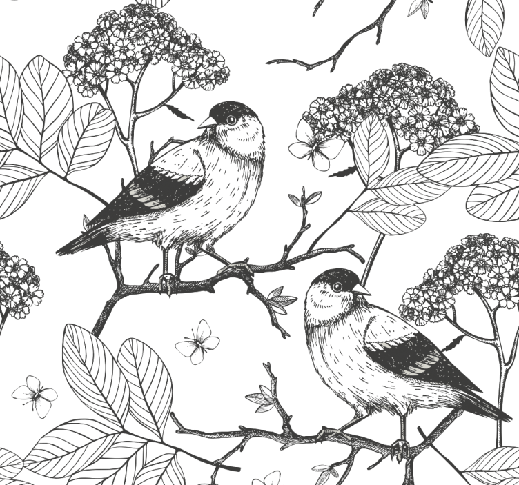 Birds Floral Concept birds wallpaper - TenStickers