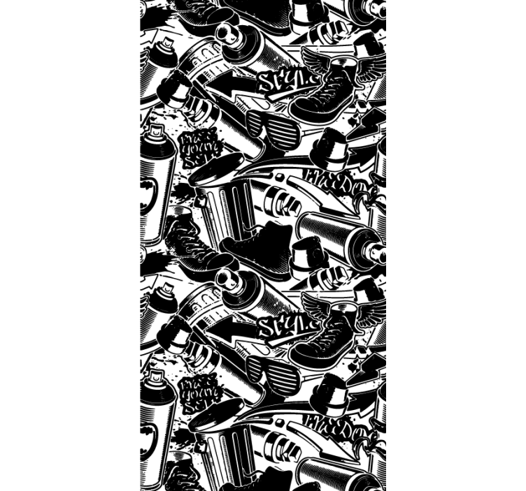 Mono-tonal graffiti wall tags Art Wallpaper - TenStickers