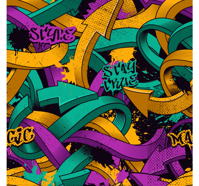 Graffiti Ribbons art wallpaper - TenStickers