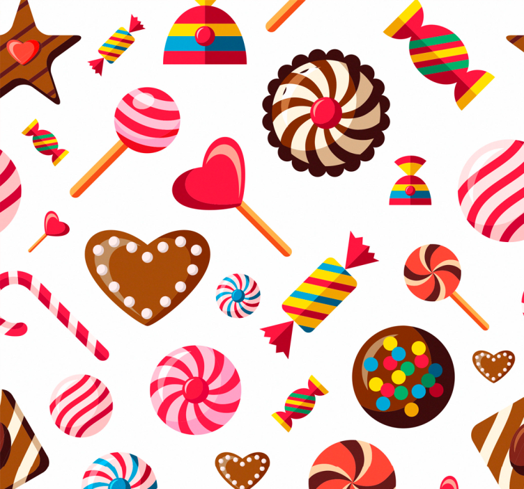 Chocolate candies assortment pattern kitchen wallpaper - TenStickers