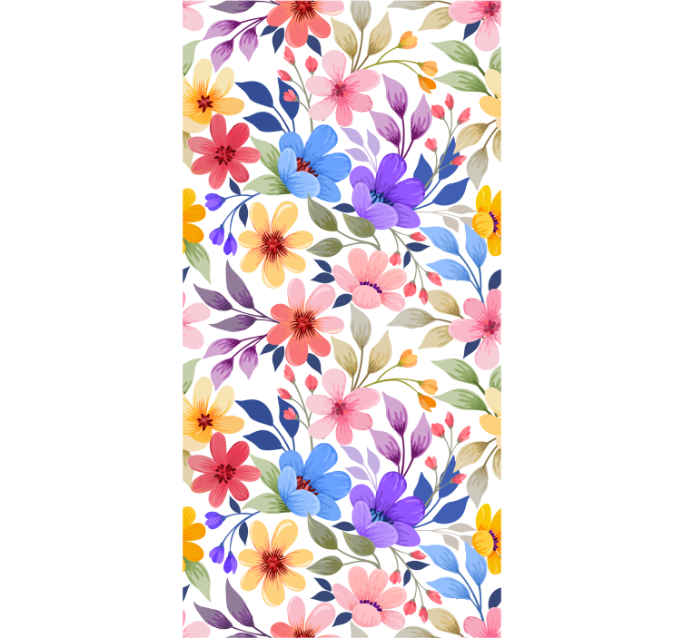 Blooming colorful flower pattern  wallpaper - TenStickers