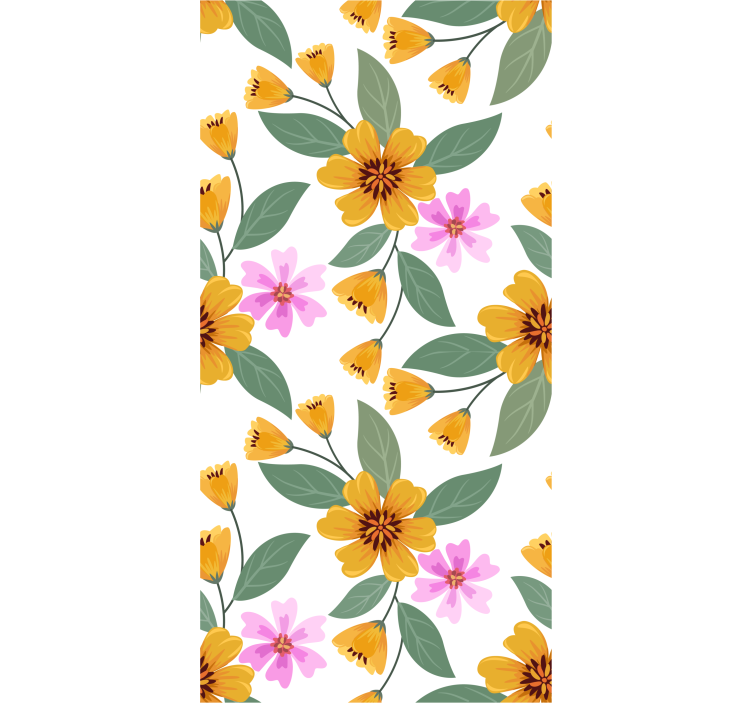 Pink and yellow floral pattern wallpaper - TenStickers