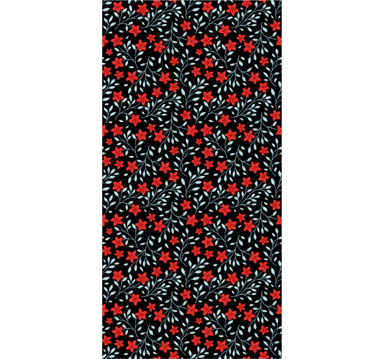 Red and black floral pattern wallpaper - TenStickers