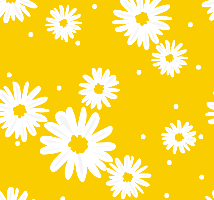 Daisy flowers on yellow  Flower Wallpaper - TenStickers