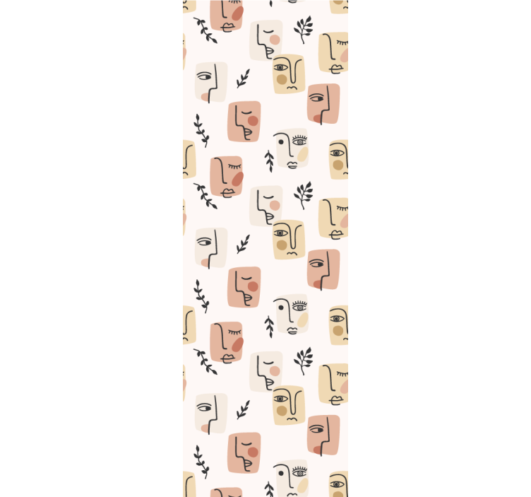 Abstract faces pattern Art Wallpaper - TenStickers