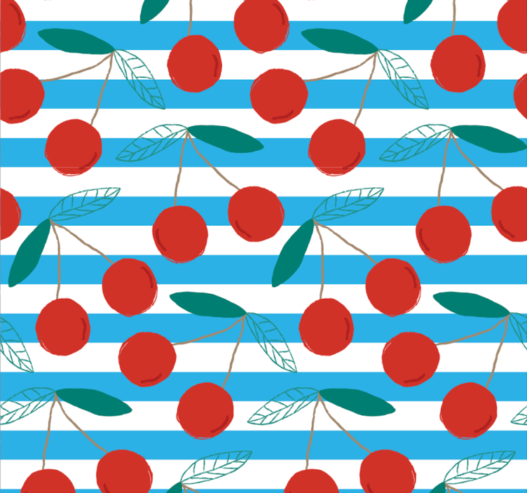 Cherry pattern with stripes kitchen wallpaper - TenStickers