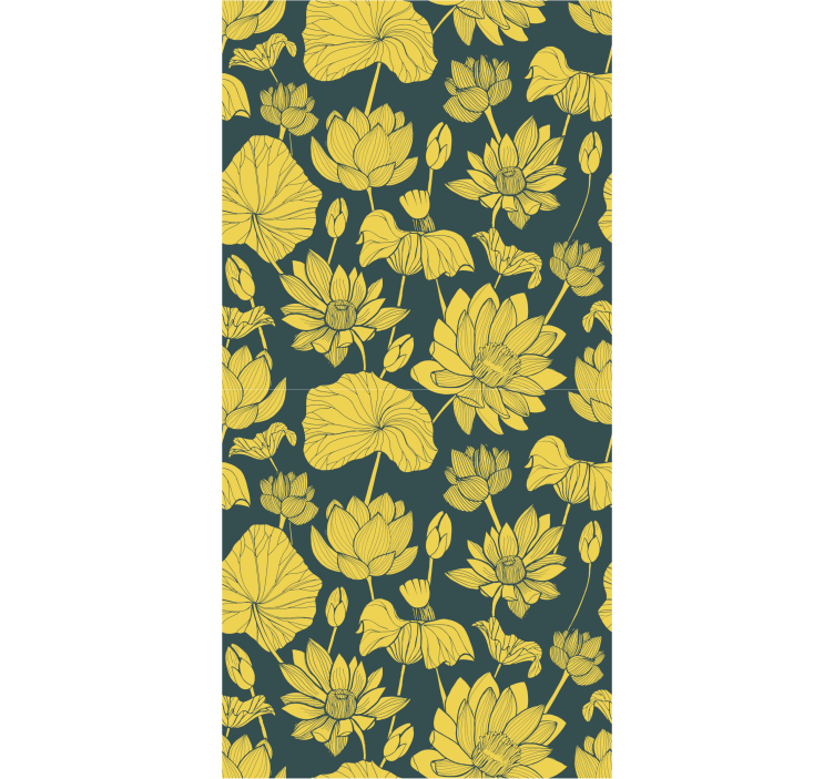 Yellow blooming lotus flower wallpaper - TenStickers