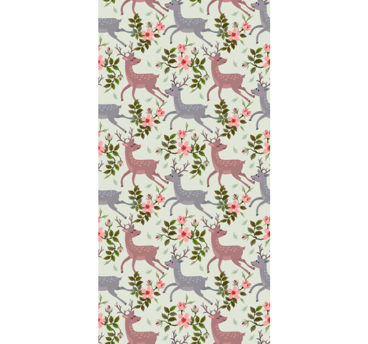 Deer Floral Pattern animal wallpaper - TenStickers