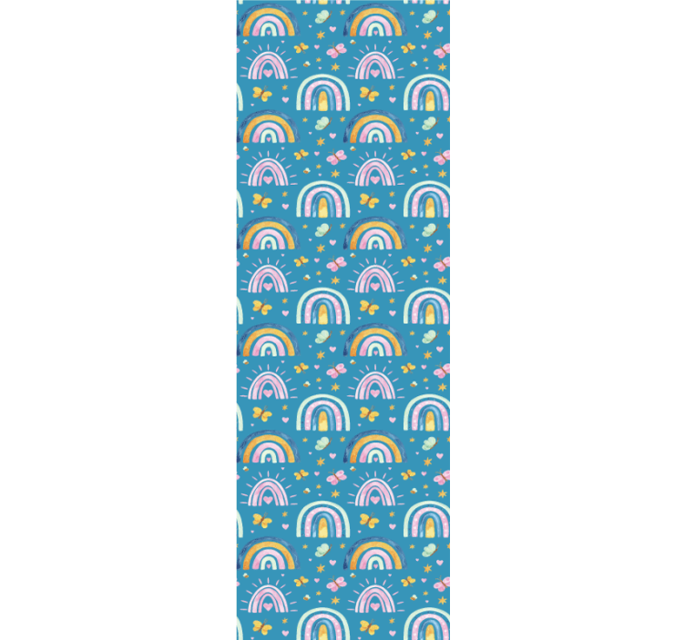 Pattern with boho rainbows flowers wallpaper - TenStickers