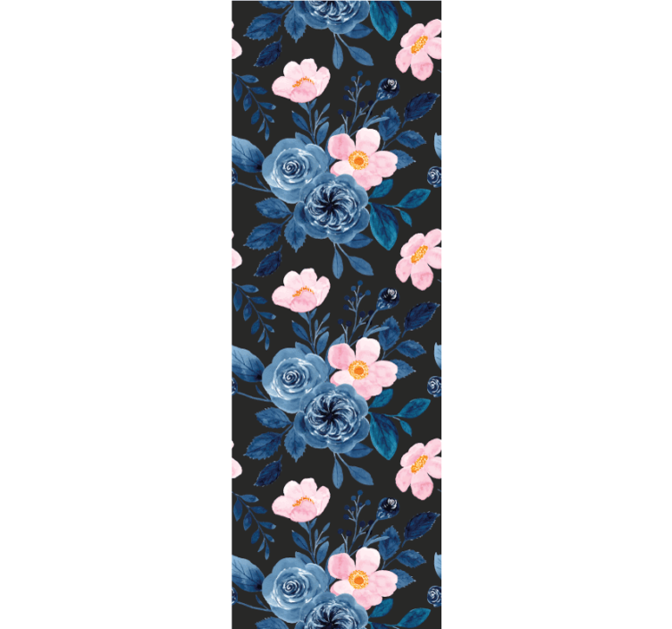 Flower pattern on black background wallpaper - TenStickers