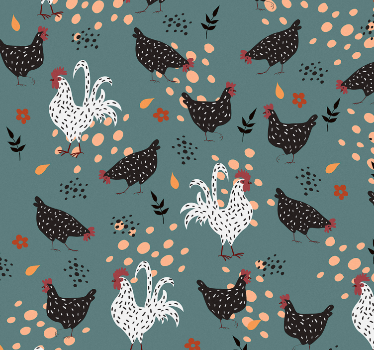 Charming Hen Motif animal wallpaper - TenStickers