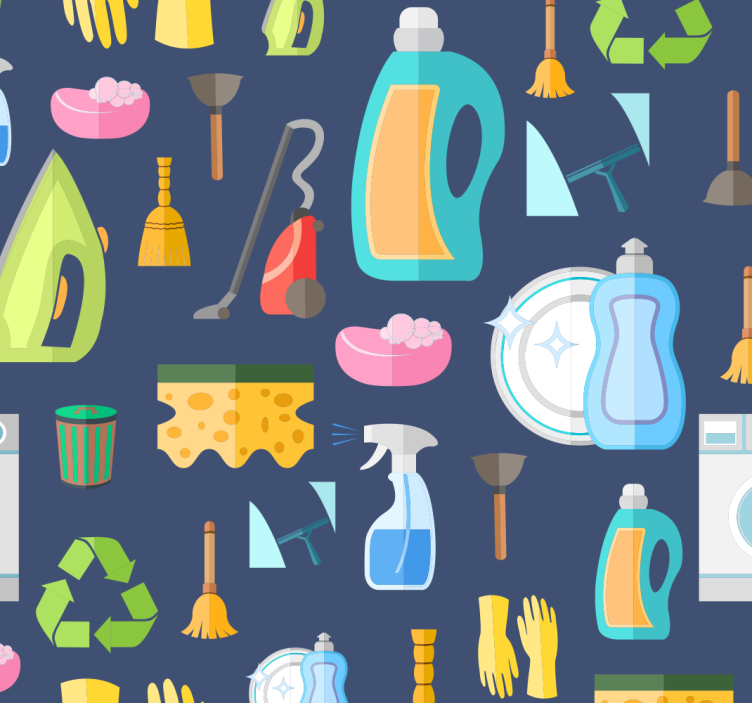 Laundry seamless icons wallpaper - TenStickers