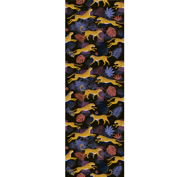 Tropical leaves leopards in the dark wallpaper - TenStickers