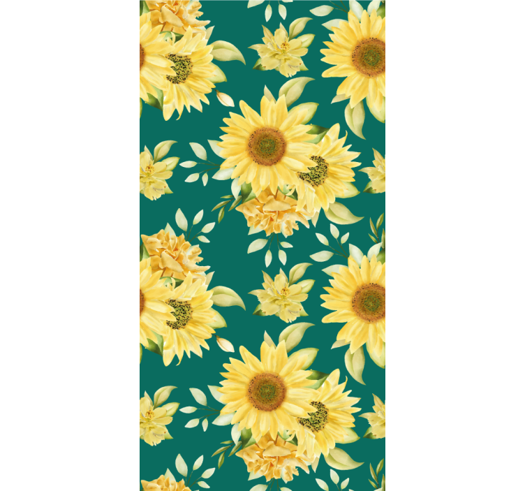 Sunflower Bloom Pattern flower wallpaper - TenStickers