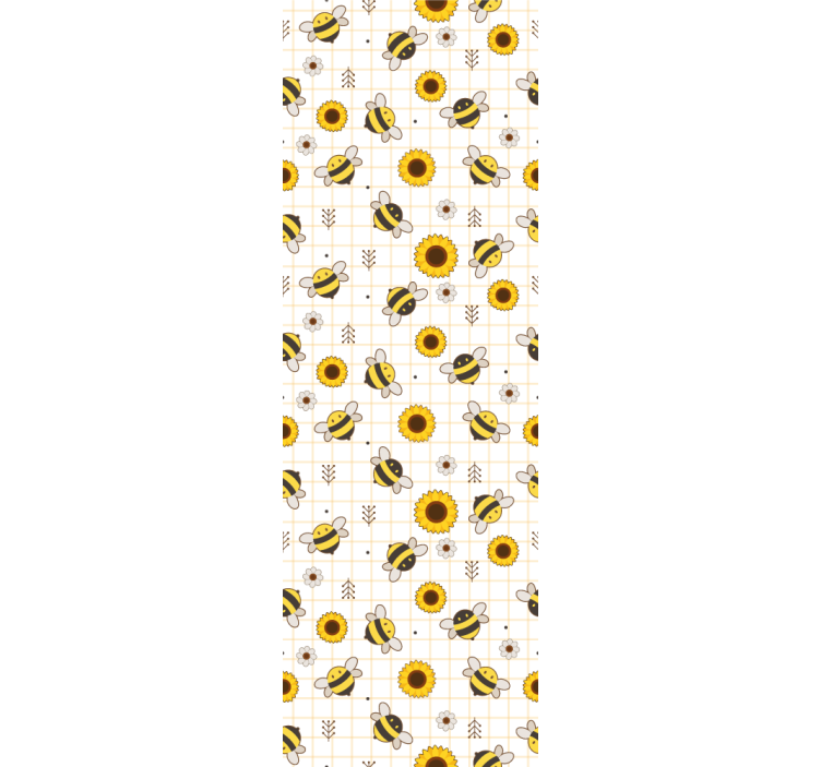Cute bee and sunflower Flowery Wallpaper - TenStickers