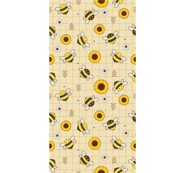 Bee Sunflower Pattern animal wallpaper - TenStickers