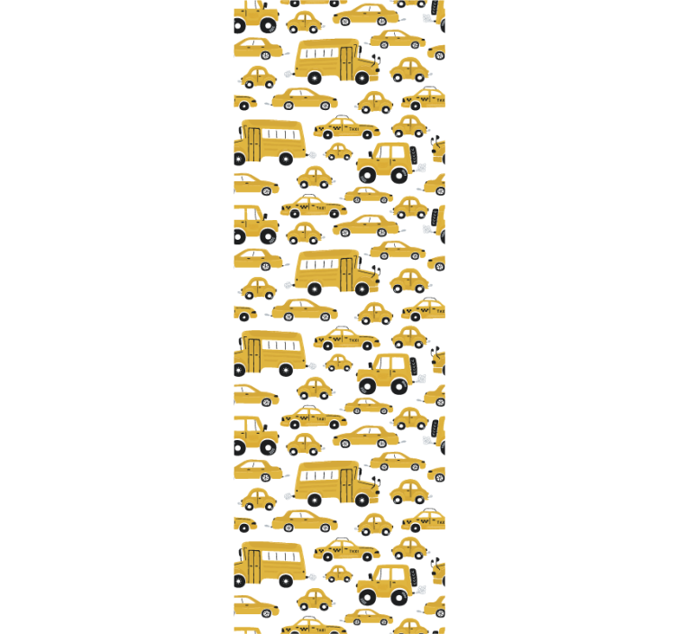 Cute design yellow car Modern Wallpaper - TenStickers