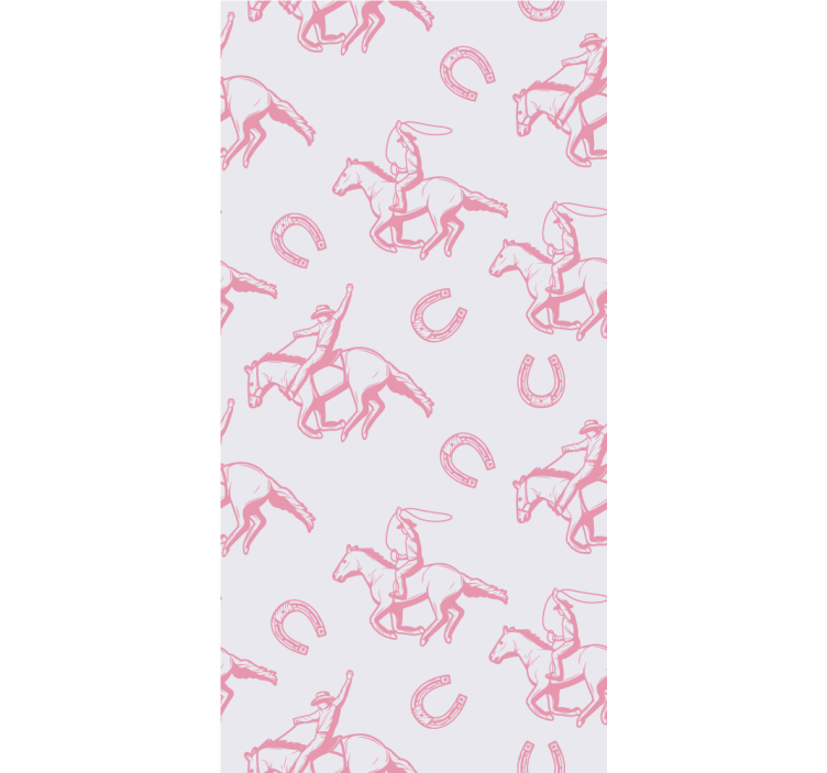 Pink cowboy horse pattern Bedroom wallpaper - TenStickers