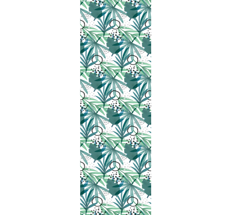 Tropical Geometric leaf wallpaper - TenStickers