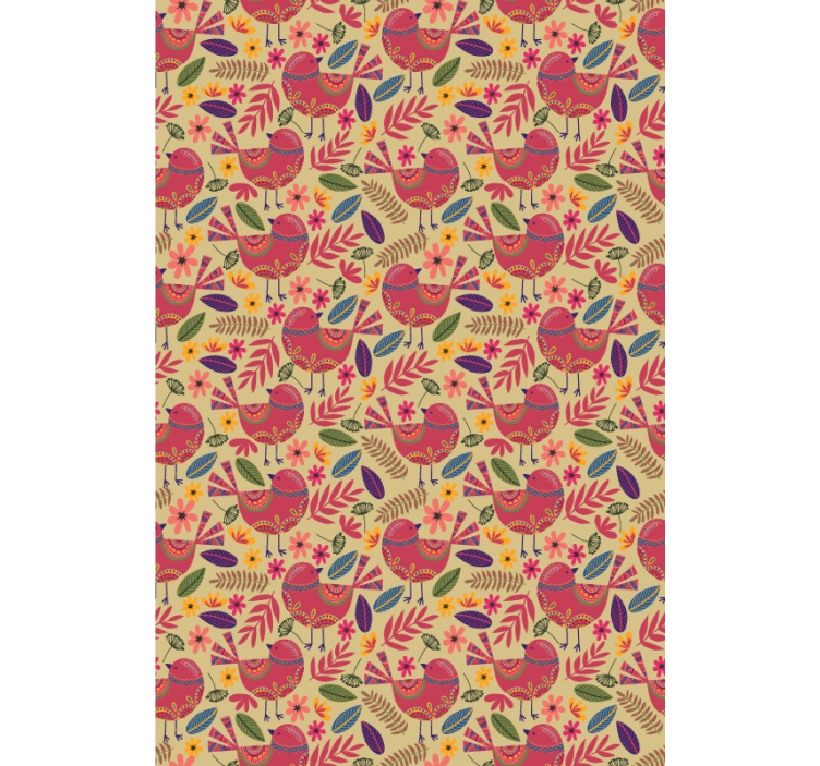 Ornamental Avian floral ornament wallpaper - TenStickers