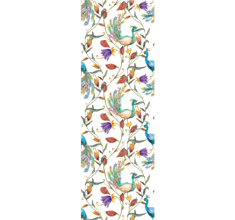 Peacock Botanical Motif ornamental wallpaper - TenStickers