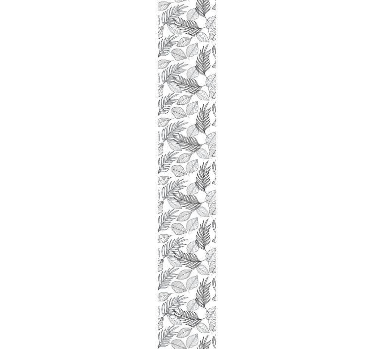 Black and white thin lined leaf wallpaper - TenStickers