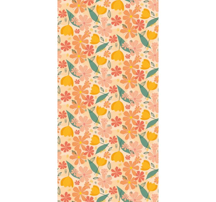 Citrus Floral Motif flower wallpaper - TenStickers