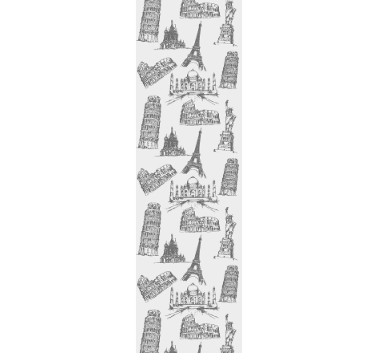 Most famous monuments pattern city wallpaper - TenStickers