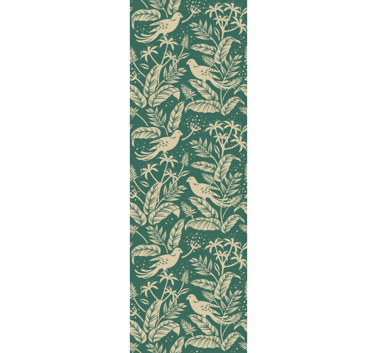 Golden and green tropical wild leaf wallpaper - TenStickers