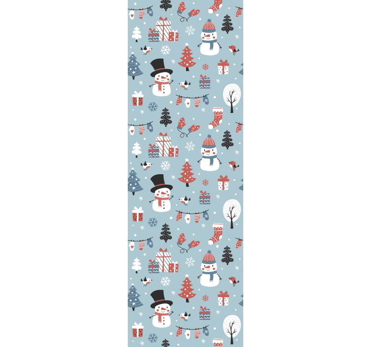 White snowmen and presents pattern wallpaper - TenStickers