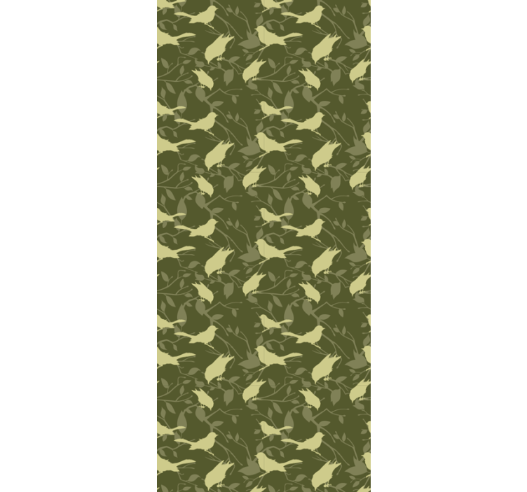 Green birds Victorian style pattern wallpaper - TenStickers