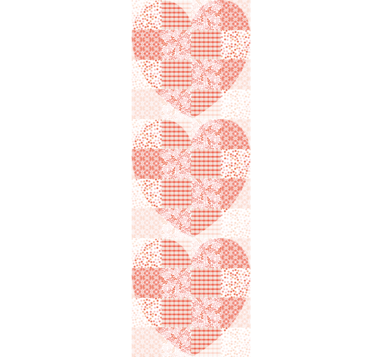 Heart Patchwork Pattern floral ornament wallpaper - TenStickers