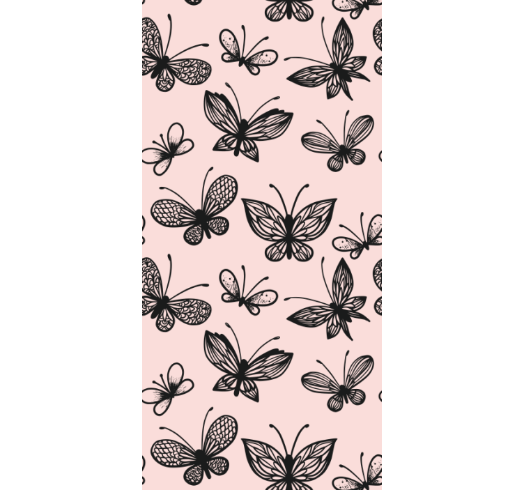 Black and pink pattern butterfly wallpaper - TenStickers