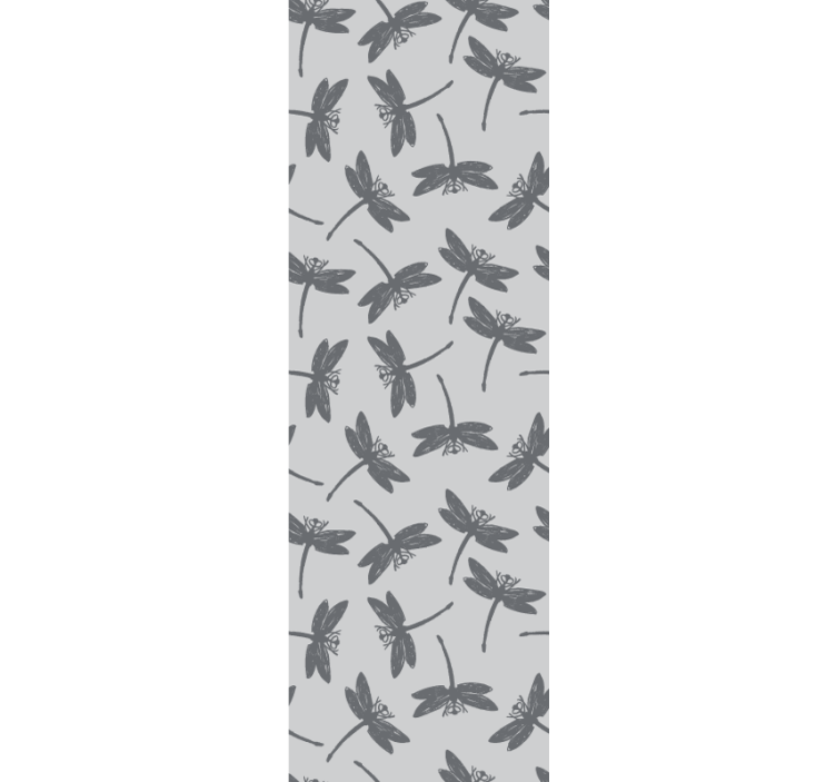 Gray Japandi dragonfly painting wallpaper - TenStickers
