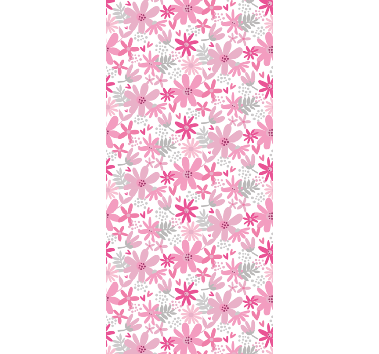 Pink patterns flower wallpaper - TenStickers