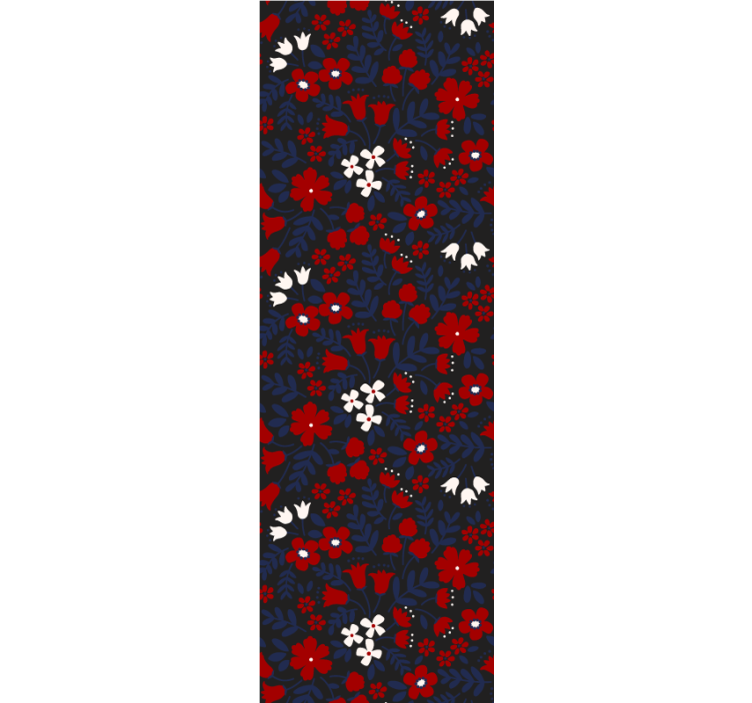 Dark blue and red pattern flower wallpaper - TenStickers