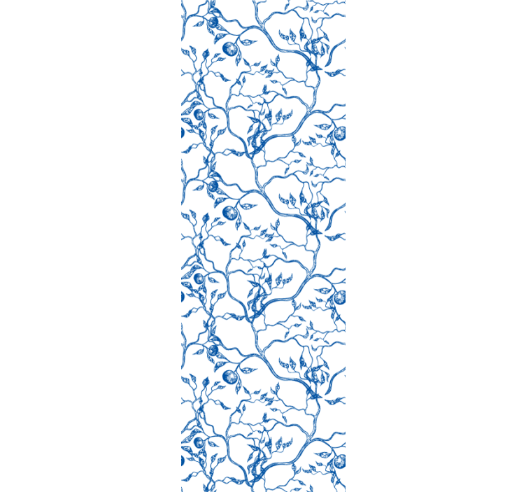 Blue branches motif leaf wallpaper - TenStickers