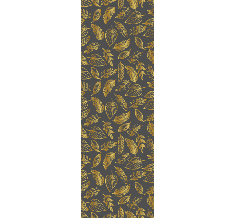 Gray and gold leaves pattern flower wallpaper - TenStickers