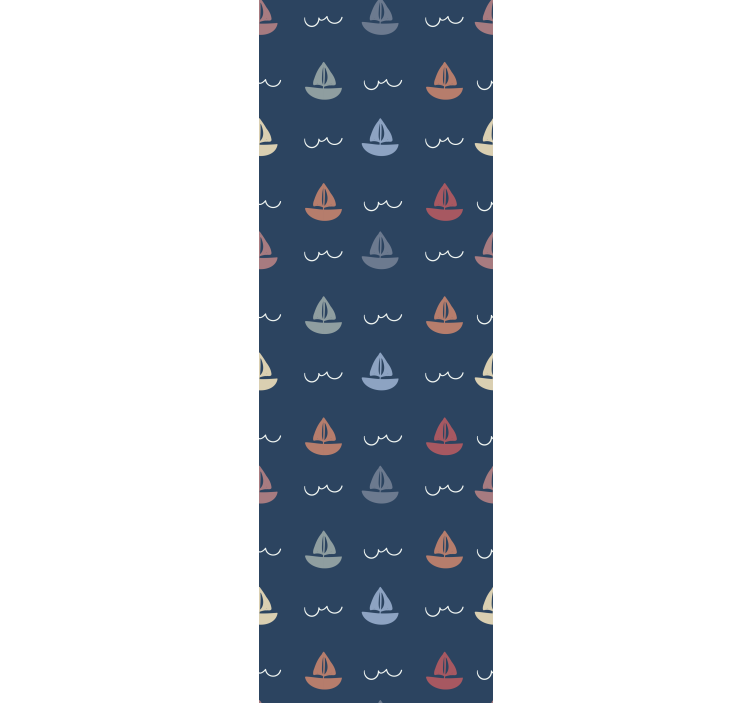Sailboat sailing pattern childrens  wallpaper - TenStickers