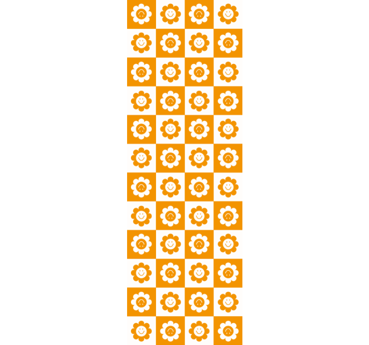 Smiling Flower Pattern floral ornament wallpaper - TenStickers