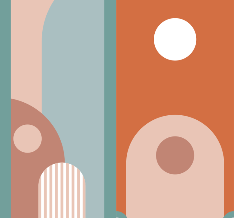 Curved geometric shapes living room wallpaper - TenStickers